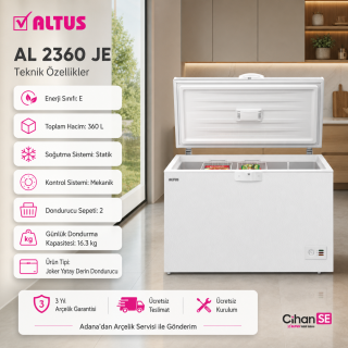 倉庫 Altus AL-2360 JE Joker E Enerji Derin Dondurucu 360 Litre sandık